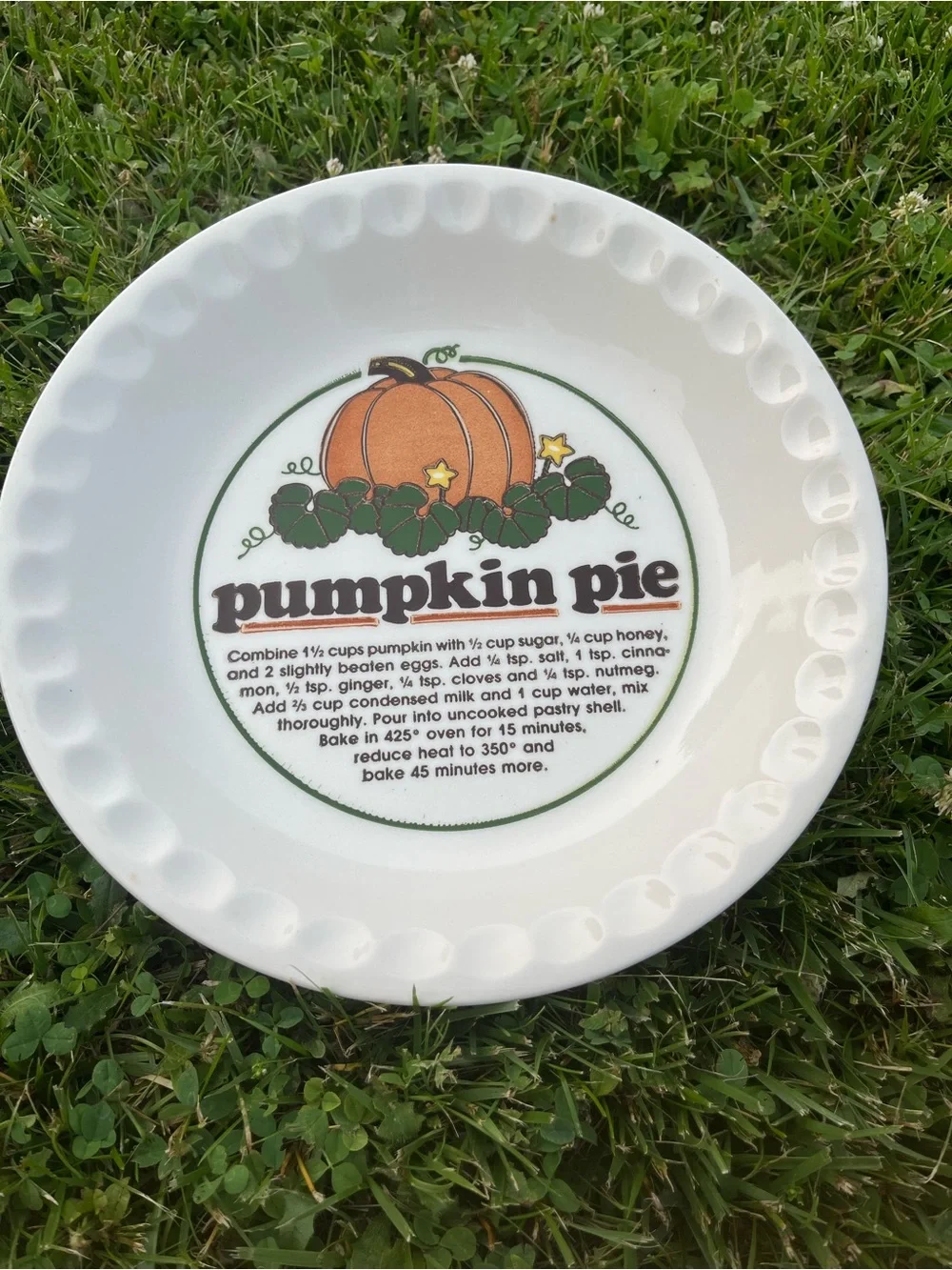 Pumpkin Pie Decorative Plate - Orange & Green